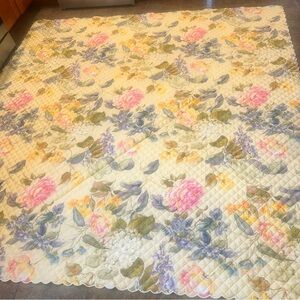 Cuddledown Floral Quilt Queen 2 Euro Pillow Shams Romantic Cottage Core Cotton